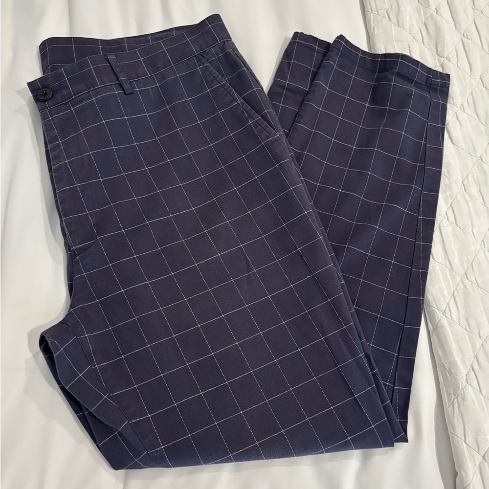 Topman Navy Grid Pattern Chinos w35
